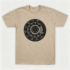 Vintage Rotary Phone Dial Pattern T-Shirt--VINT036