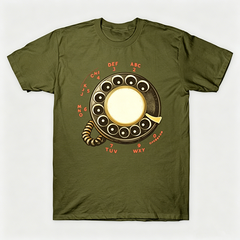 Vintage Rotary Phone Dial Pattern T-Shirt--VINT030