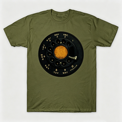 Vintage Rotary Phone Dial Pattern T-Shirt--VINT022