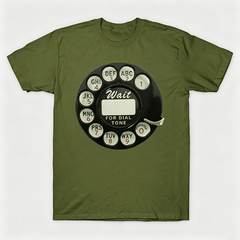 Vintage Rotary Phone Dial Pattern T-Shirt--VINT017