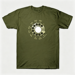 Vintage Rotary Phone Dial Pattern T-Shirt--VINT024