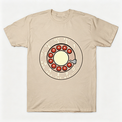 Vintage Rotary Phone Dial Pattern T-Shirt--VINT044
