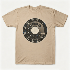 Vintage Rotary Phone Dial Pattern T-Shirt--VINT055