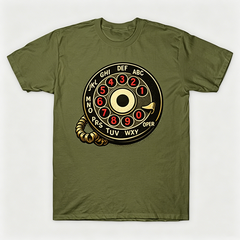 Vintage Rotary Phone Dial Pattern T-Shirt--VINT033
