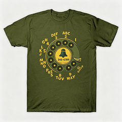 Vintage Rotary Phone Dial Pattern T-Shirt--VINT015