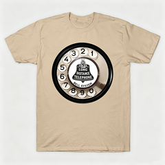 Vintage Rotary Phone Dial Pattern T-Shirt--VINT041