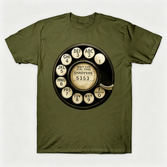 Vintage Rotary Phone Dial Pattern T-Shirt--VINT031