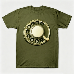Vintage Rotary Phone Dial Pattern T-Shirt--VINT034