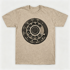 Vintage Rotary Phone Dial Pattern T-Shirt--VINT049