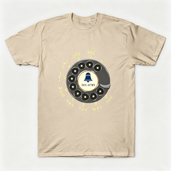 Vintage Rotary Phone Dial Pattern T-Shirt--VINT001