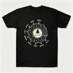 Vintage Rotary Phone Dial Pattern T-Shirt--VINT037