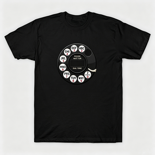 Vintage Rotary Phone Dial Pattern T-Shirt--VINT045