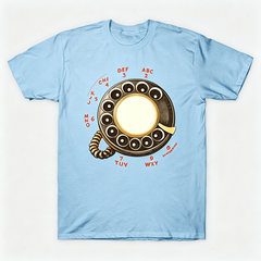 Vintage Rotary Phone Dial Pattern T-Shirt--VINT030
