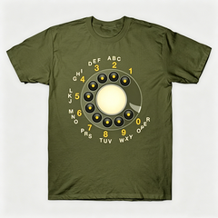 Vintage Rotary Phone Dial Pattern T-Shirt--VINT051