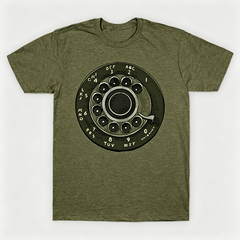 Vintage Rotary Phone Dial Pattern T-Shirt--VINT049