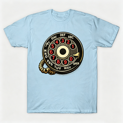 Vintage Rotary Phone Dial Pattern T-Shirt--VINT033