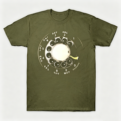 Vintage Rotary Phone Dial Pattern T-Shirt--VINT004