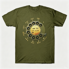 Vintage Rotary Phone Dial Pattern T-Shirt--VINT040