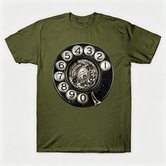 Vintage Rotary Phone Dial Pattern T-Shirt--VINT038