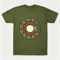 Vintage Rotary Phone Dial Pattern T-Shirt--VINT044