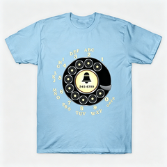 Vintage Rotary Phone Dial Pattern T-Shirt--VINT013