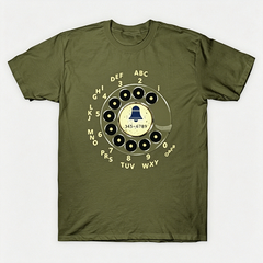 Vintage Rotary Phone Dial Pattern T-Shirt--VINT037