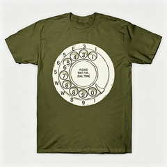 Vintage Rotary Phone Dial Pattern T-Shirt--VINT046