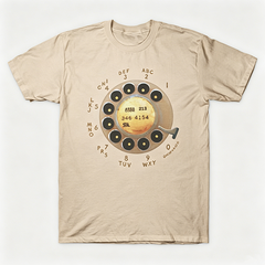 Vintage Rotary Phone Dial Pattern T-Shirt--VINT042