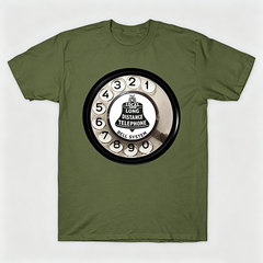 Vintage Rotary Phone Dial Pattern T-Shirt--VINT041