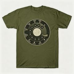 Vintage Rotary Phone Dial Pattern T-Shirt--VINT055