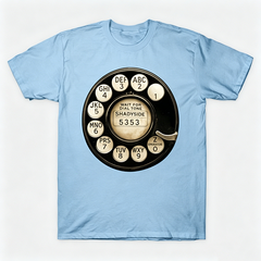 Vintage Rotary Phone Dial Pattern T-Shirt--VINT031