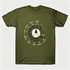 Vintage Rotary Phone Dial Pattern T-Shirt--VINT001