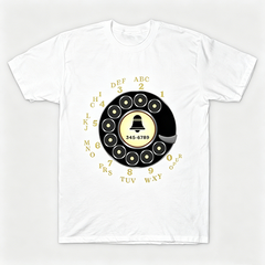 Vintage Rotary Phone Dial Pattern T-Shirt--VINT013