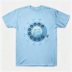 Vintage Rotary Phone Dial Pattern T-Shirt--VINT040