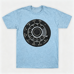 Vintage Rotary Phone Dial Pattern T-Shirt--VINT049