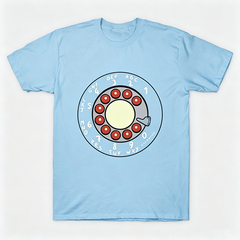 Vintage Rotary Phone Dial Pattern T-Shirt--VINT044