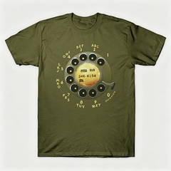 Vintage Rotary Phone Dial Pattern T-Shirt--VINT042