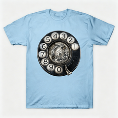 Vintage Rotary Phone Dial Pattern T-Shirt--VINT038