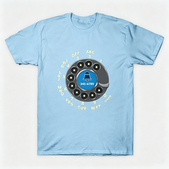 Vintage Rotary Phone Dial Pattern T-Shirt--VINT001
