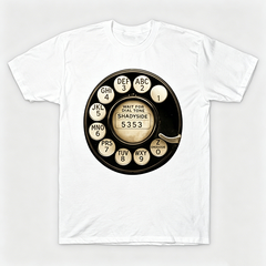 Vintage Rotary Phone Dial Pattern T-Shirt--VINT031