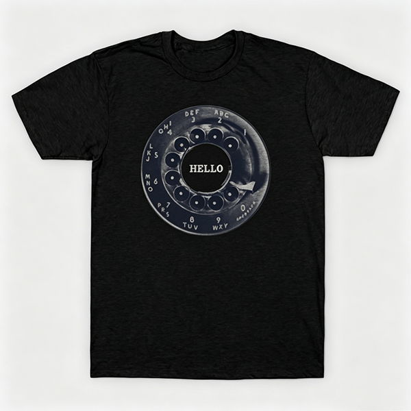 Vintage Rotary Phone Dial Pattern T-Shirt--VINT020