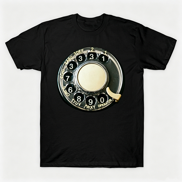 Vintage Rotary Phone Dial Pattern T-Shirt--VINT034