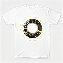 Vintage Rotary Phone Dial Pattern T-Shirt--VINT011