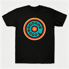 Vintage Rotary Phone Dial Pattern T-Shirt--VINT006