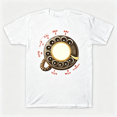 Vintage Rotary Phone Dial Pattern T-Shirt--VINT030
