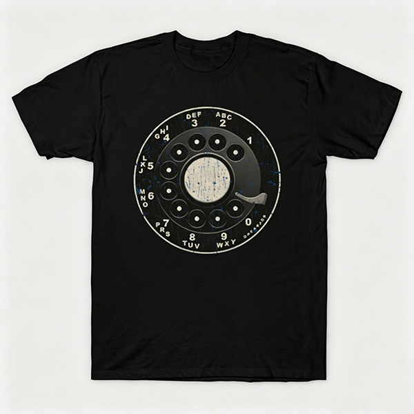 Vintage Rotary Phone Dial Pattern T-Shirt--VINT055