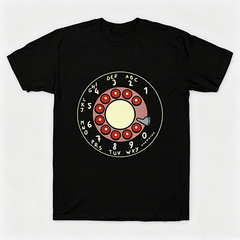 Vintage Rotary Phone Dial Pattern T-Shirt--VINT044