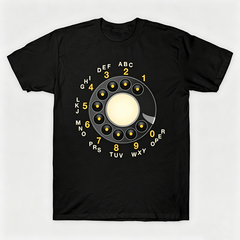 Vintage Rotary Phone Dial Pattern T-Shirt--VINT051