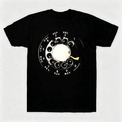 Vintage Rotary Phone Dial Pattern T-Shirt--VINT004