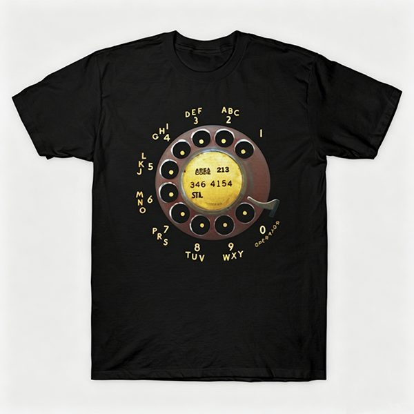Vintage Rotary Phone Dial Pattern T-Shirt--VINT040